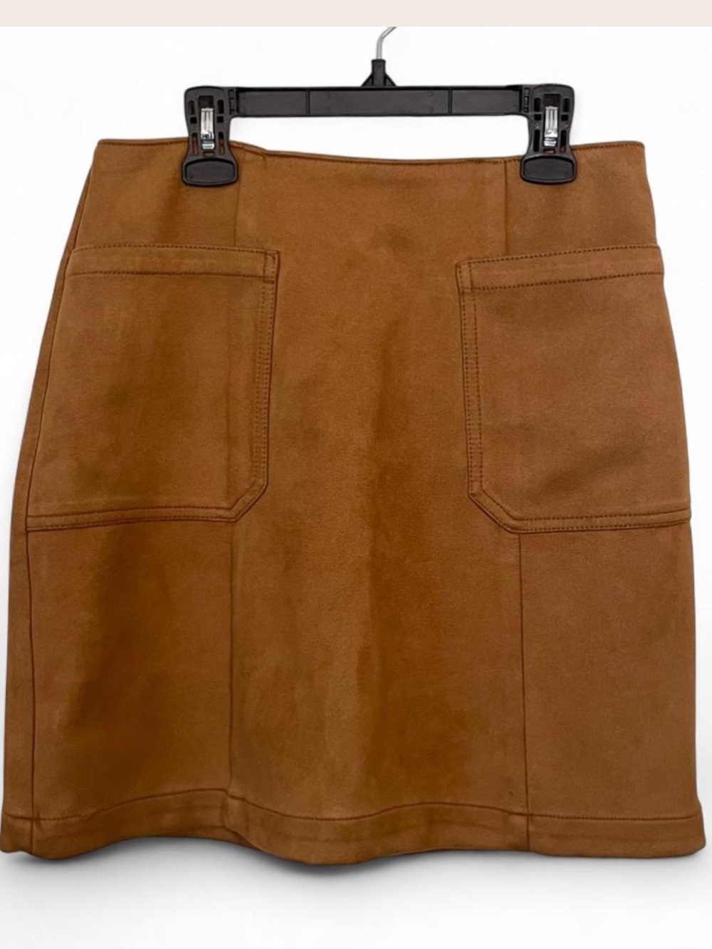 Women's Brown Suede Pocket Mini Skirt